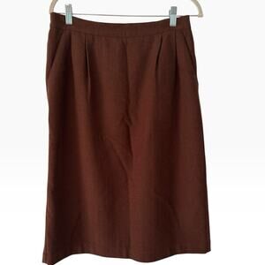 BFA Classic Brown 100% Wool Midi Pencil Skirt Women’s Size 10
